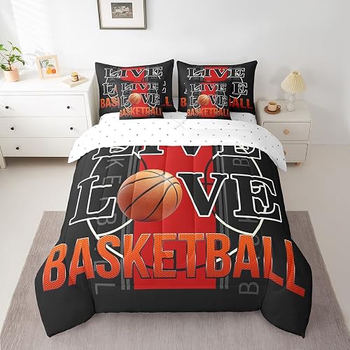 Feelyou Kids Basketball Comforter Set Twin Size 7 Pieces for Boys Girls