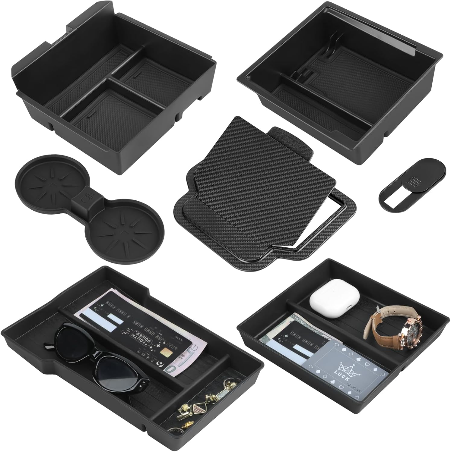 7PCS Center Console Organizer Tray for 2024 2025 Tesla Model 3 Highland Accessories, Armrest Hidden Storage Box Cup Holder Drawer for Tesla Model 3 Highland