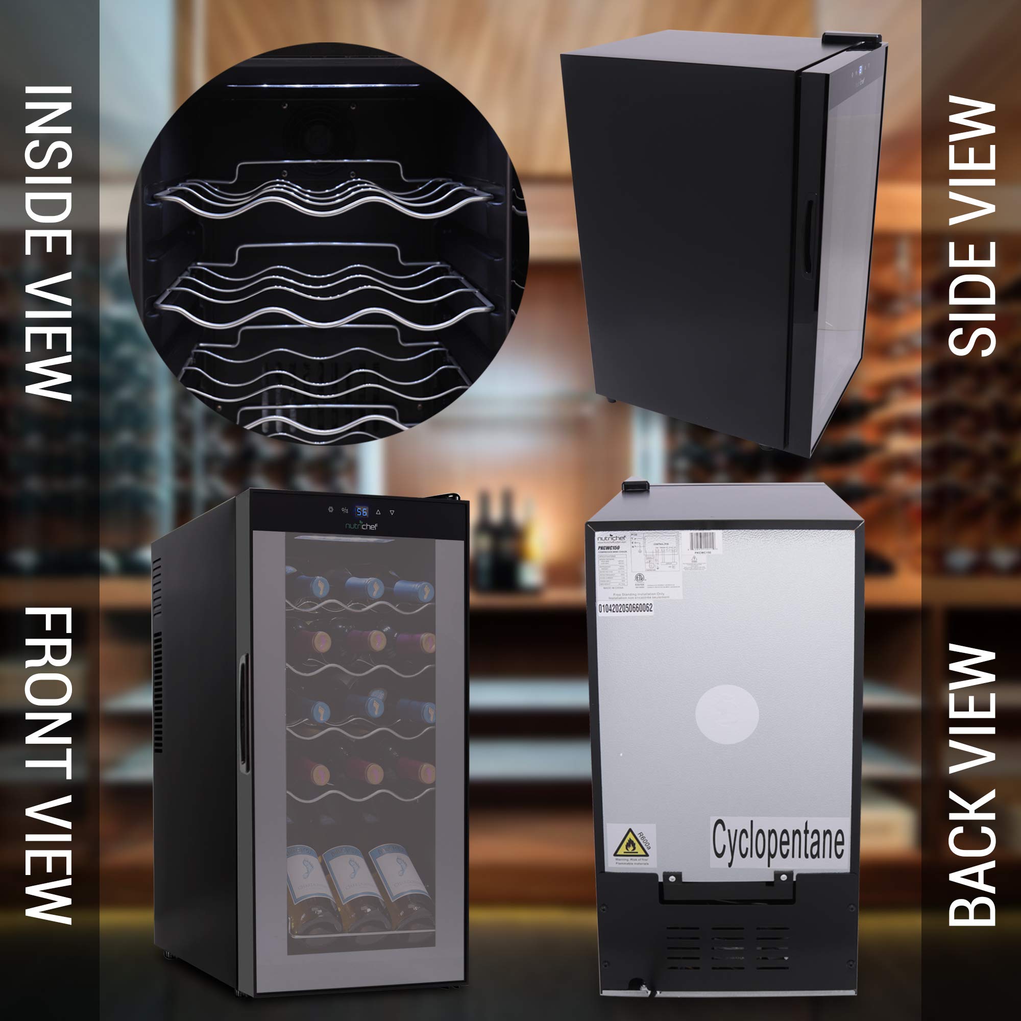 15 Bottle Wine Cooler Refrigerator White & Red Wine Fridge Chiller