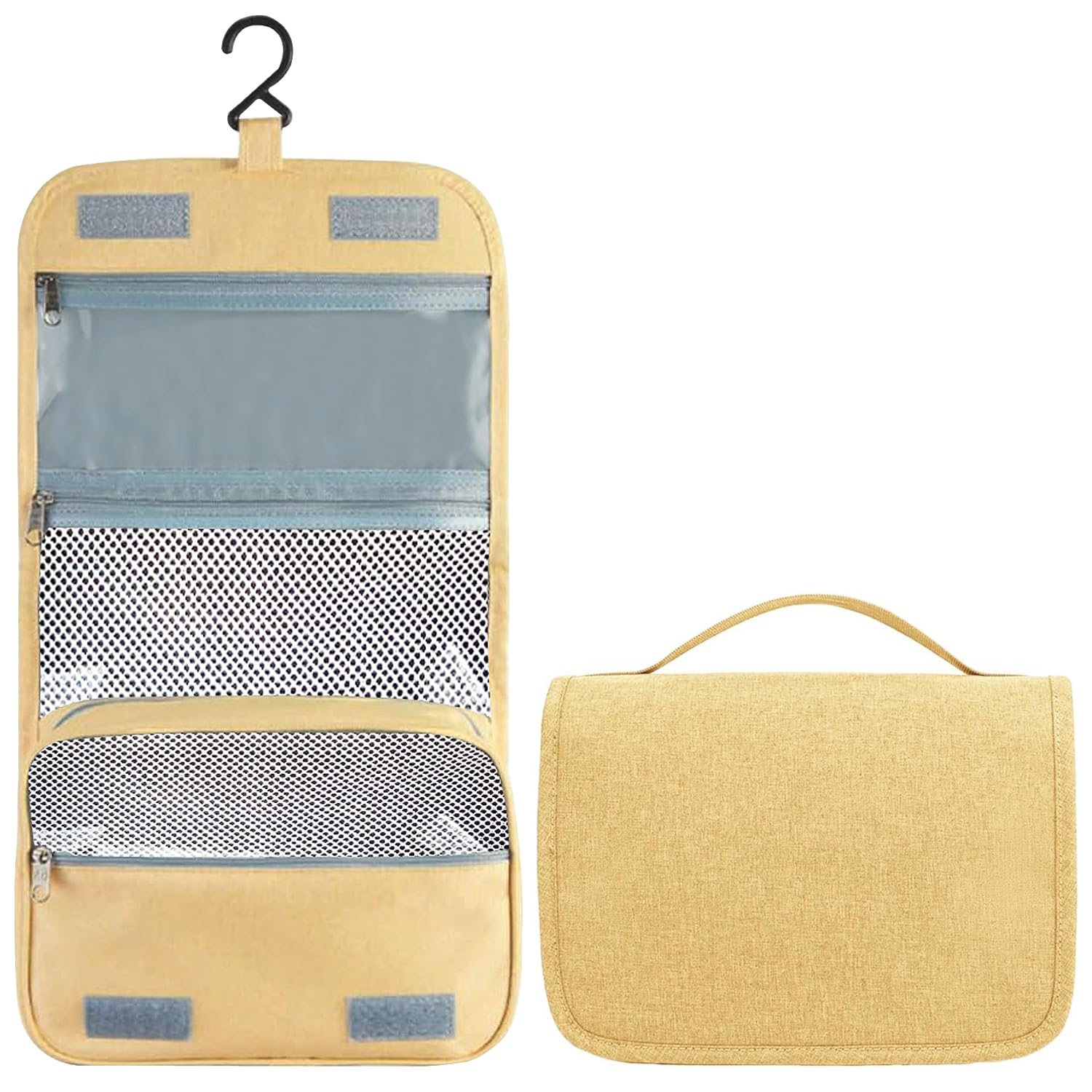 Neceser de viaje colgante con gancho para colgar, resistente al agua, organizador de viaje para accesorios, bolsa organizadora de viaje portátil para artículos de tocador, Blanco apagado, S,