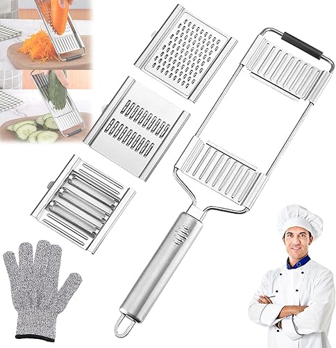 Coptionruise Cortador de verduras, cortador de verduras manual portátil de acero inoxidable, cortador de verduras multiusos, para papas, ajo, queso,