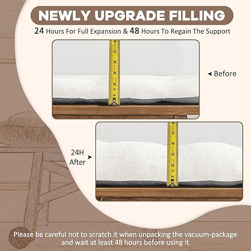 Miniatura 5 de downluxe Cojín de banco de interior para muebles de interior, cojín de asiento de banco de espuma viscoelástica con textura copetudo,