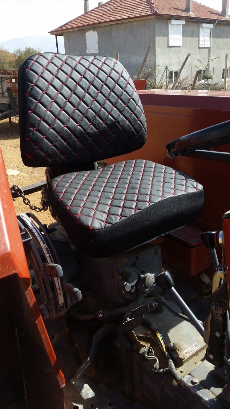 Strapazierfähiger universeller Traktor-Sitzbezug für Traktoren mit flachen Sitzen, Gabelstapler-Sitzbezug, Camuflage-Muster, 4 Farben (schwarzes gesteppter)