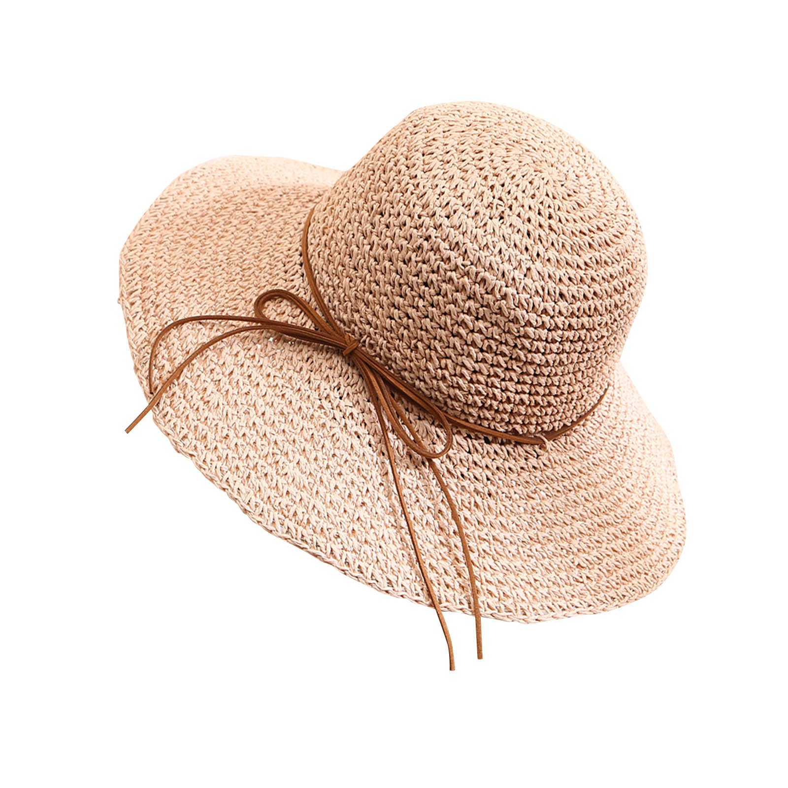 Cappello da spiaggia in paglia da donna a tesa larga cappello da sole in paglia pieghevole estivo da pescatore cappello pieghevole pieghevole arrotolabile protezione solare