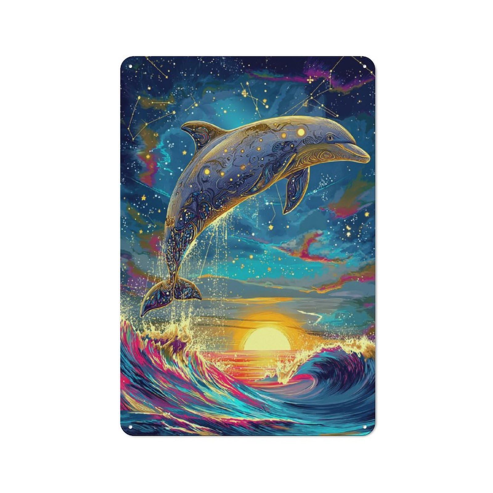 Junmoney Whale Of A Sunset Retro Metal Sign 30X20cm, Classic Pub Decor For Cafe, Pub, Workshop Or Home Bar, For Casual British Interiors