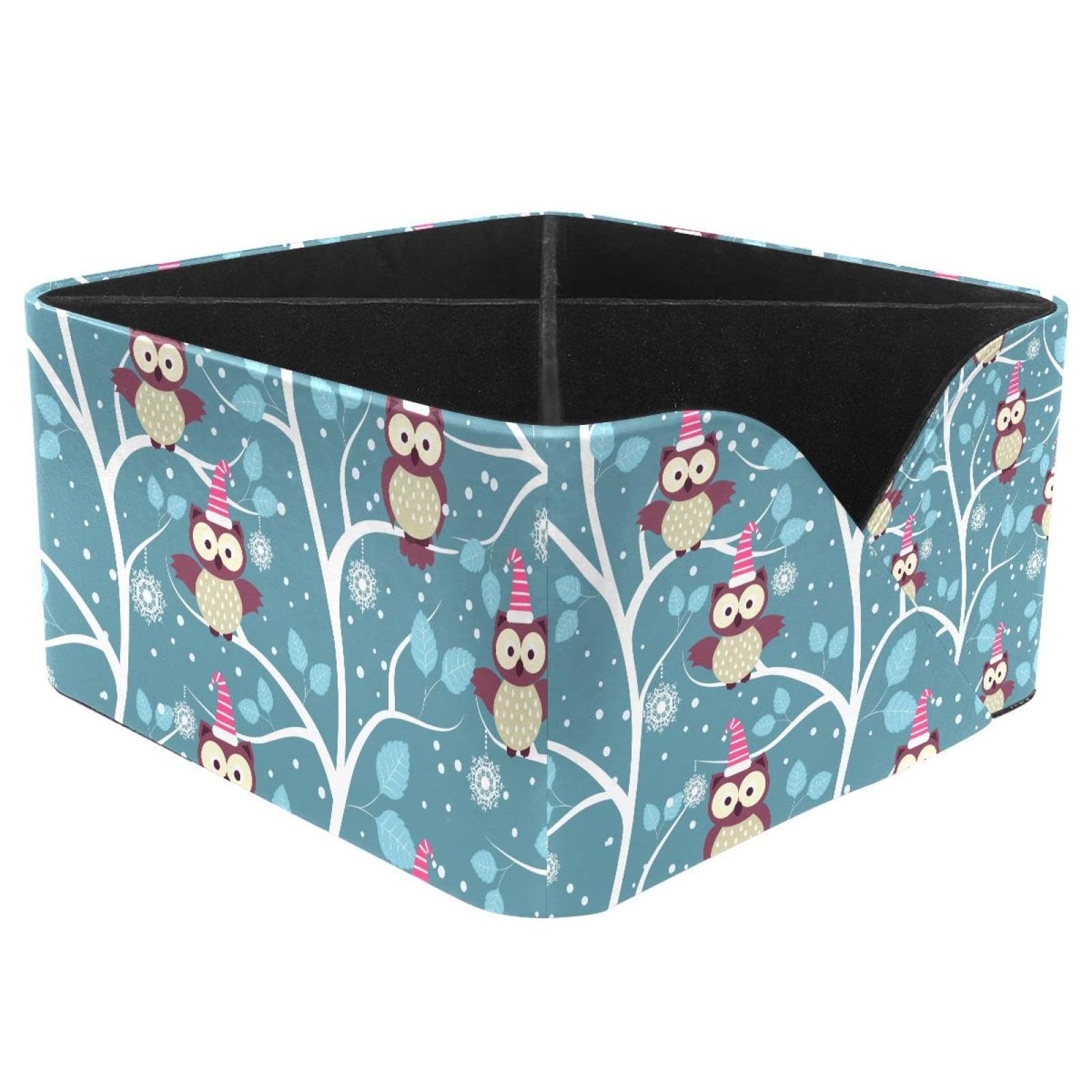 KengjuTesu Owls in Tree Desktop Organizer Pen Holder, Rectangular Pencil Cup for Office, Study and Makeup Stations