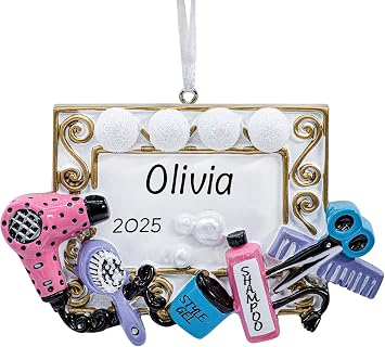 Personalized Hairdresser Christmas Ornament 2025 | Hair Styling Accessories - Hairdresser Kit Decoration for Christmas Tree | Custom Coiffeur Beauty Salon Hairdressing Ornament