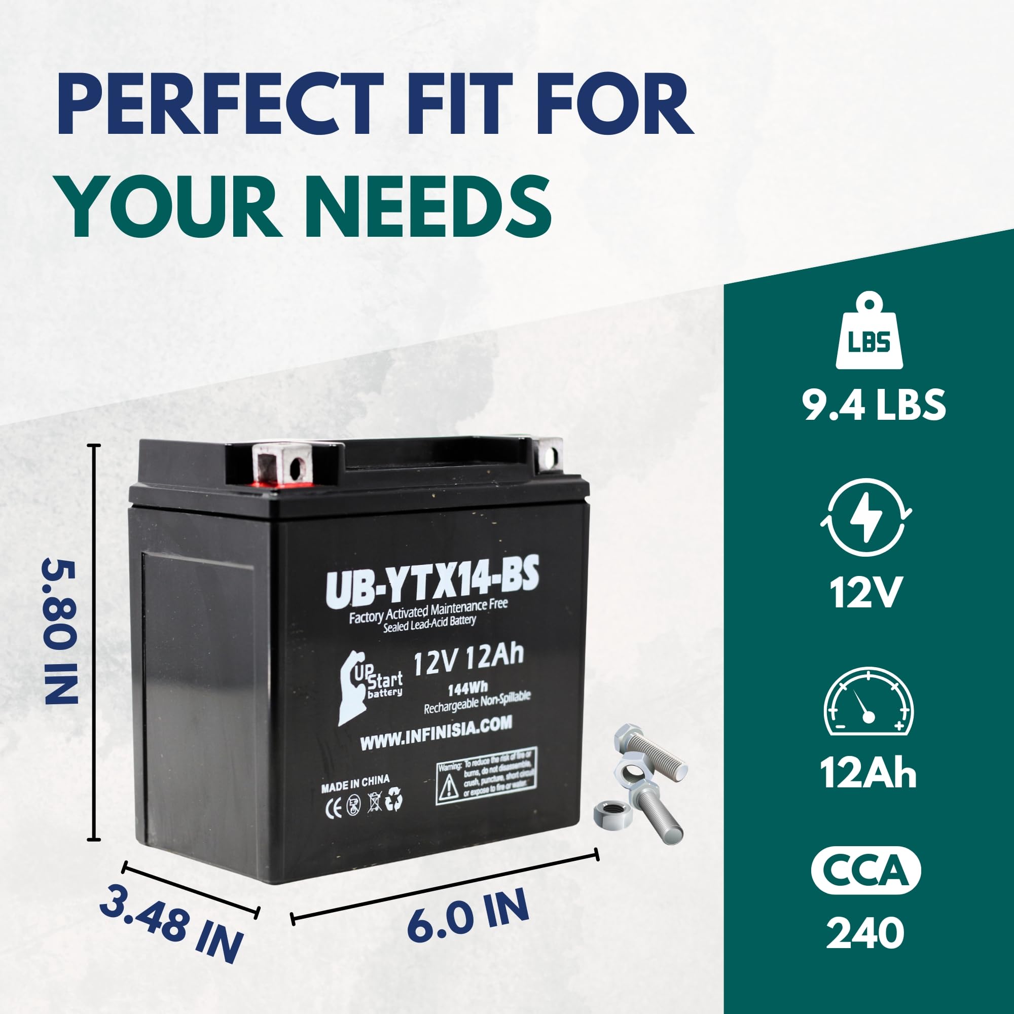 Amazon.com: YTX14-BS Battery Replacement for Kawasaki KVF