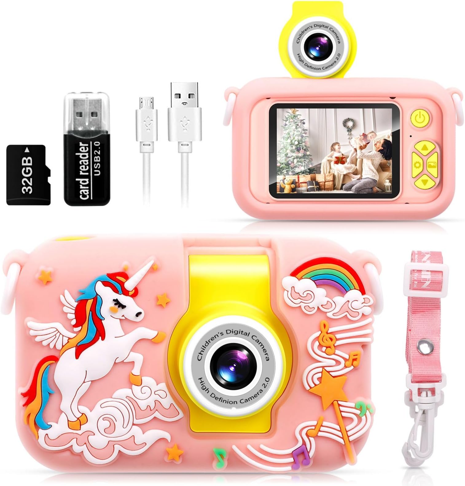 ARNSSIEN Kids Camera Toy for 3 4 5 6 7 8 9 10 11 12 year old Girls/Boys,Kids Digital Camera for Toddler with 180°Flip Lens&2.4in IPS Screen,Birthday Festival Present Toy for Girls/Boys,32 GB Card,X101