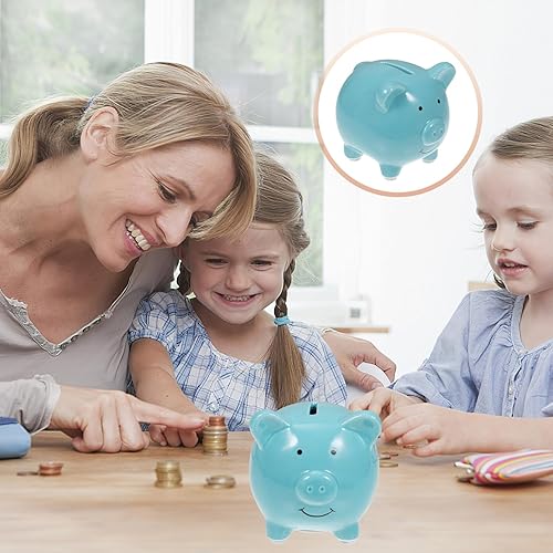 Miniatura 4 de VANZACK Alcancía de cerámica, banco de ahorro de dinero, banco de dinero de cerdo, caja de monedas de ahorro, bonita olla de ahorro de monedas, caja