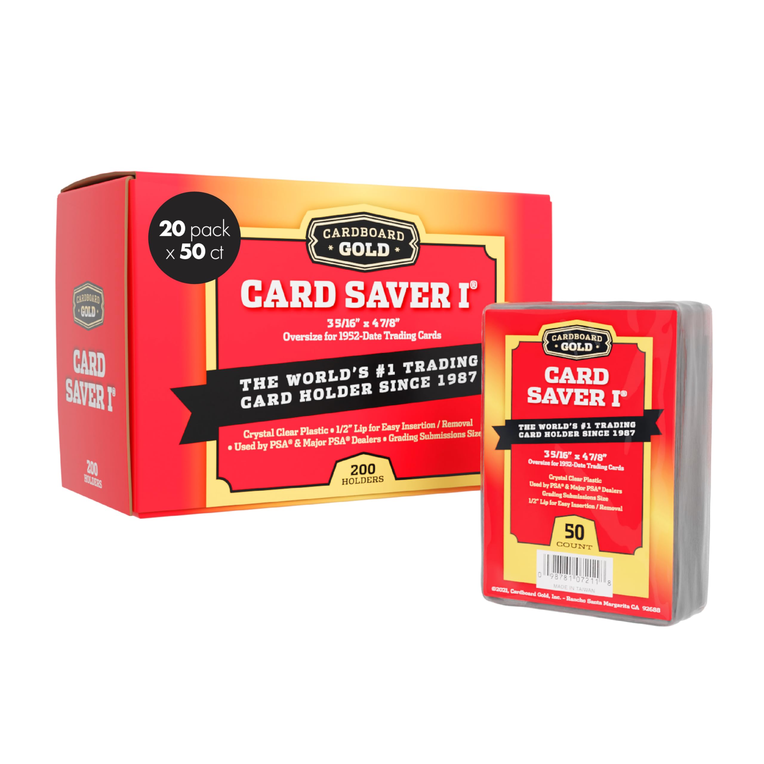 Card Saver 1 - Semi Rigid Card Holder for PSA/BGS Graded Card Submittions - 50ct Pack
