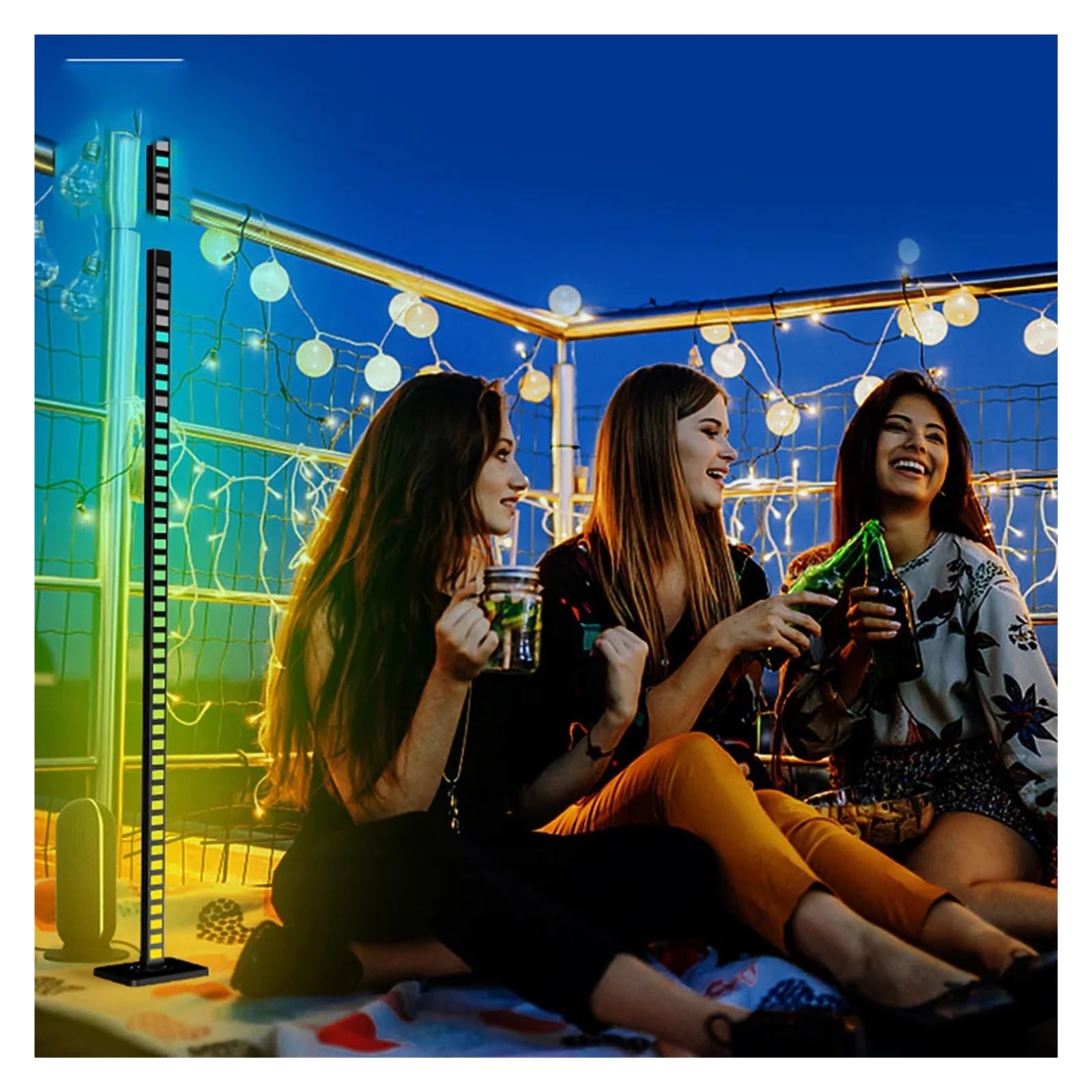 Barra De Luz Led Suelo RGB 1,2 M, Ritmo Inteligente, Control Remoto Por Aplicación, Música, Lámpara Sonido 45LED For Fiesta Eficiencia EnergéTica De Alto Rendimiento
