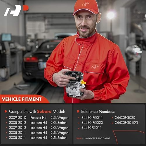 Miniatura 2 de A-Premium Bomba de dirección asistida, con polea, compatible con Subaru Forester 2009-2010, Impreza 2008-2012, 2.0L 2.5L, aspirada naturalmente,