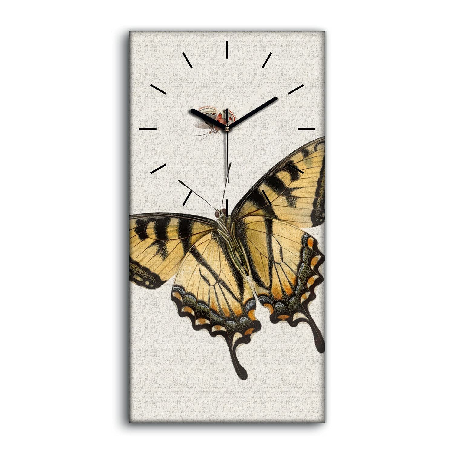 Horloge sur toile d'art moderne motif butterfly deco luxe 30x60