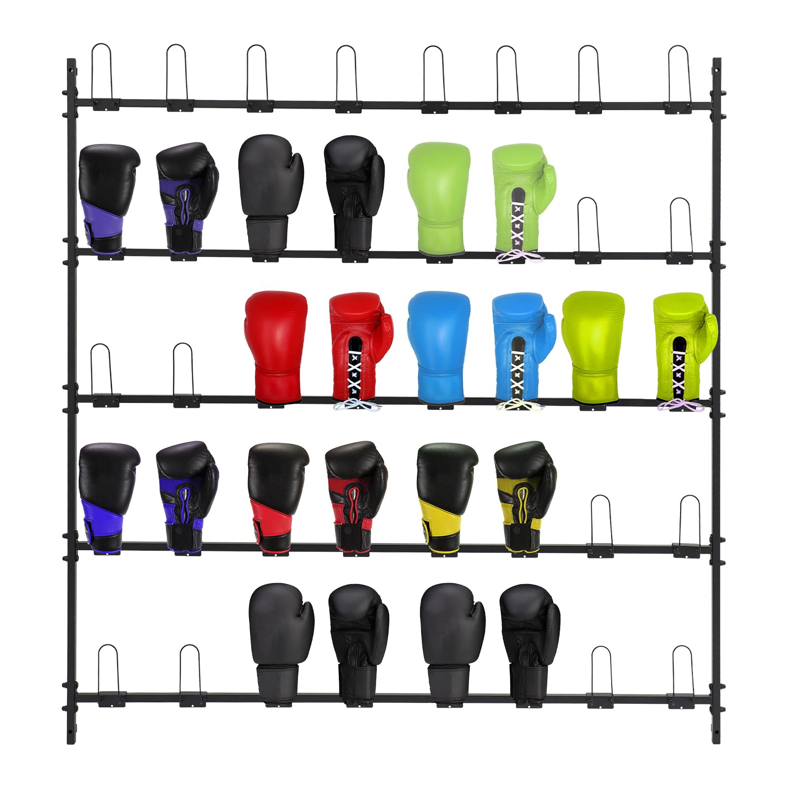GALAXYWAY Boxing Glove Storage Rack, Wall Mounted Boxing Glove Rack Holds 20 Pairs 5-Tire Metal Boxing Gloves Drying Rack for Gym Home Boxing Training Room Shopping Center