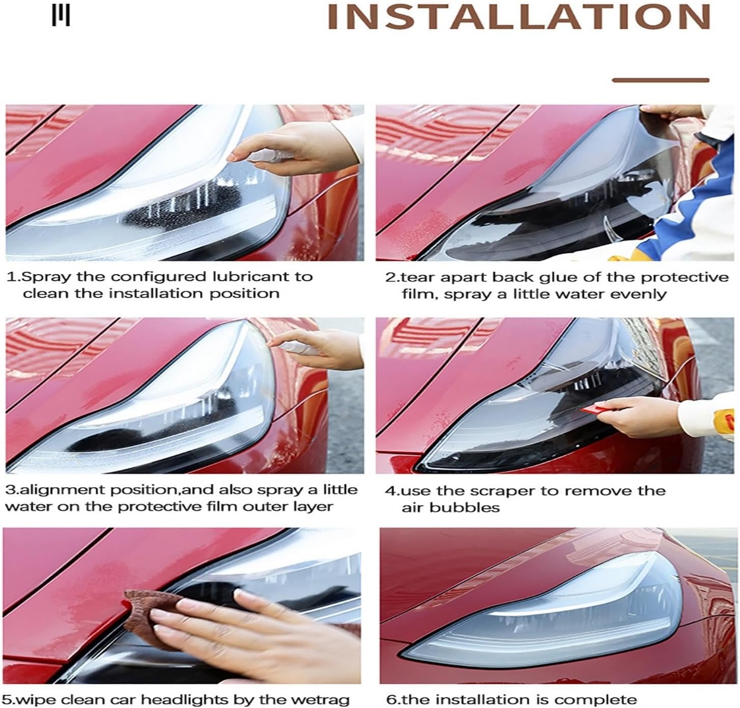 JCAKES 2 Pcs Car Headlight Protective Film Vinyl Restoration Transparent Black TPU Sticker，for Lincoln Corsair 2019 2020 Accessories