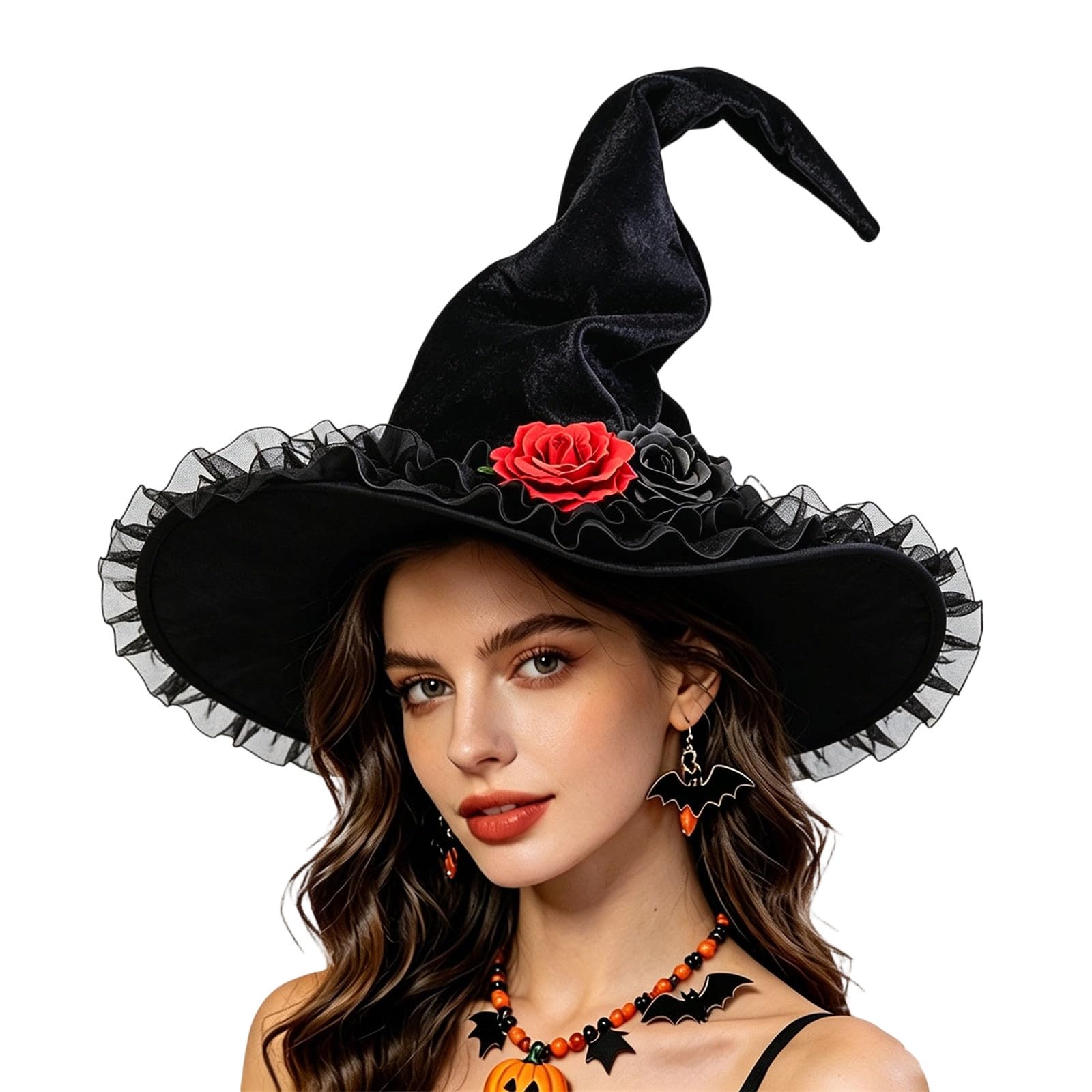 Hexenhut Damen Spitze Schleife Gothic Party Elegant