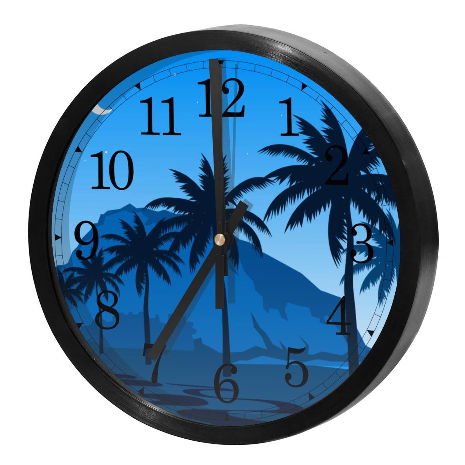 Horloge murale silencieuse pour cuisine et bureau décor palmier exotique