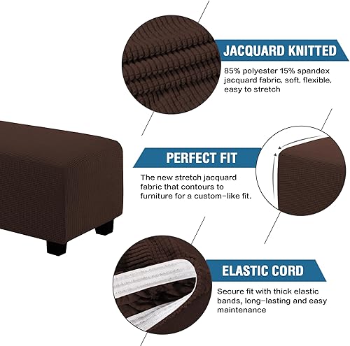Vista 224 de H.VERSAILTEX Funda otomana elástica, funda otomana redonda, cubierta de almacenamiento otomana, funda protectora de muebles para reposapiés, ajuste