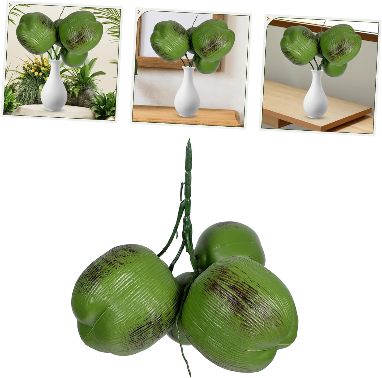 Ciieeo Bunch Artificial Coconut Realistic Fake Fruit for Hawaiian Party Decorations Tropical Luau Decor Lightweight Portable for Home Garden Weddings and Photo Booths