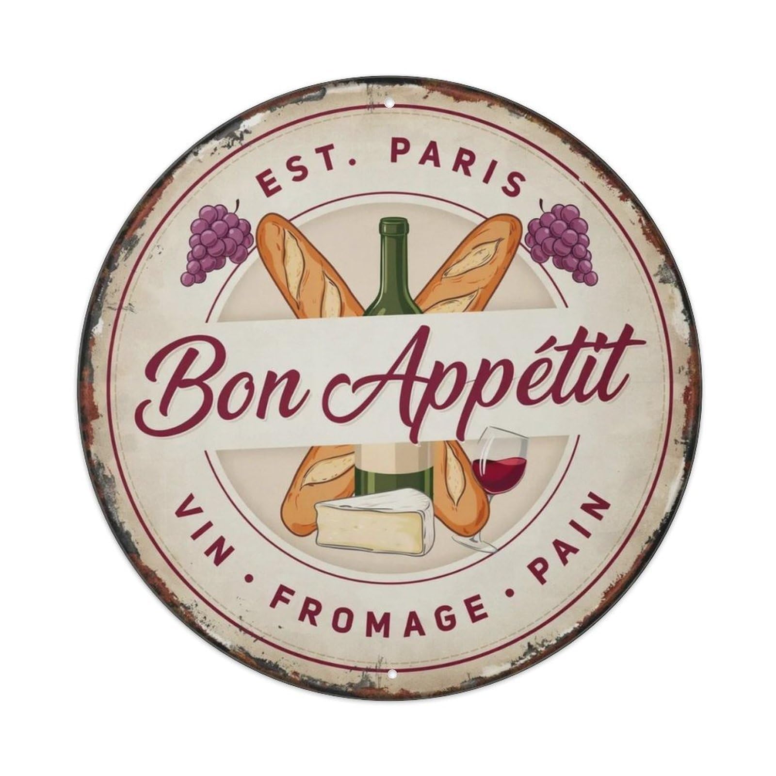 Bon Appetit French Country Metal Tin Sign Plaque