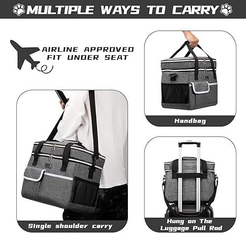 Miniatura 6 de BAGLHER Bolsa de viaje para perros  Juego de organizador de viaje para mascotas de fin de semana aprobado por aerolíneas de doble capa para perros y