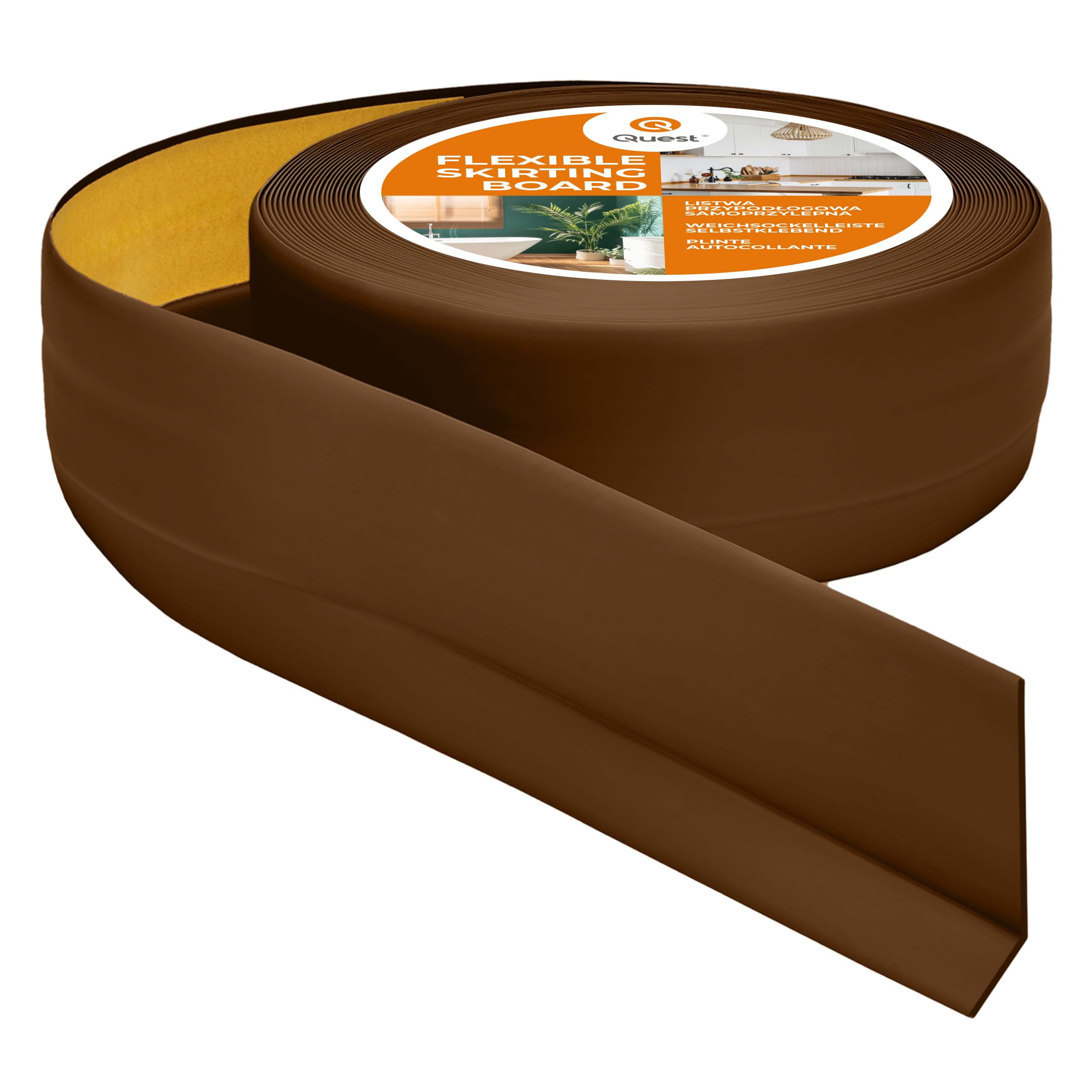 Quest Skirting Board PVC 50 x 20 mm Self-Adhesive - Dark Brown, 10 m — image 1