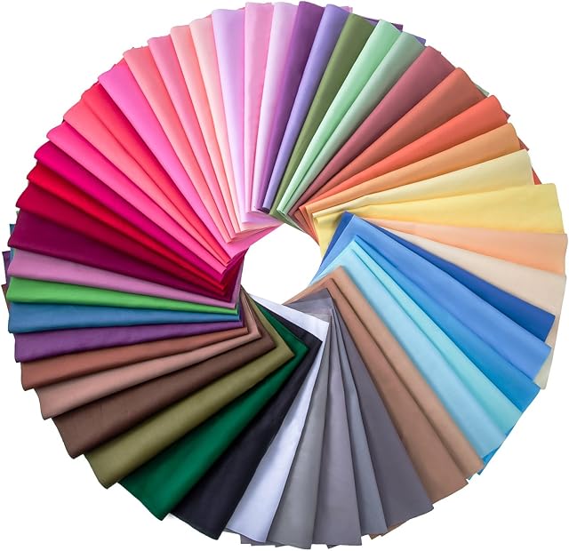 50 Pieces Multi-Colors Fabric Patchwork Cotton Mixed Squares Bundle Sewing Quilting Craft, 50 Colors (20 x 20 cm)
