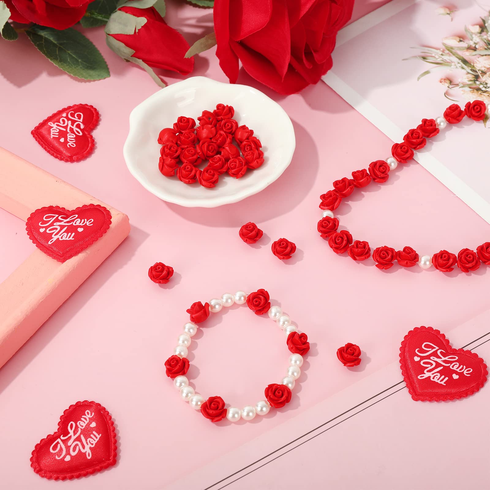 50 Perles Décoratives Roses En Résine - à Dos Plat, Pour Création