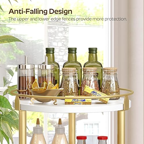 Miniatura 5 de YATINEY Lazy Susan SR22DW - Organizador de maquillaje giratorio, estante de especias de 2 niveles, soporte industrial para especias para encimera de