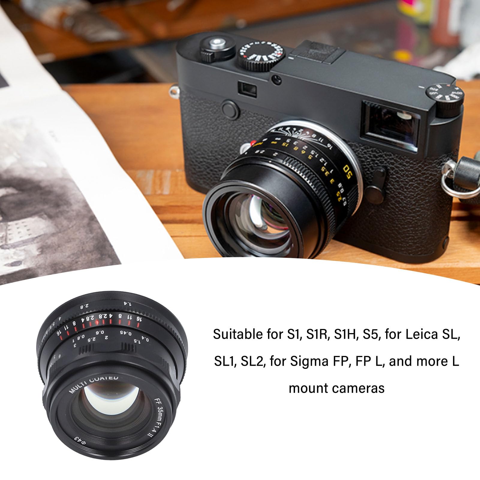 35mm F1.4 Full Frame Fixed Focus Wide Angle Lens for S1 S1R S1H S5, for SL SL1 SL2, for Sigma FP FP L, 7 Layers Optical Coated Large Aperture Manual Focus Lens (Black)