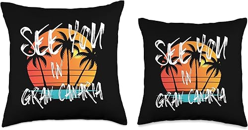 Miniatura 3 de Gran Canaria palm trees travel camping Europe See You in Gran Canaria Isla España Vacation Canarias, 16 x 16 pulgadas, multicolor