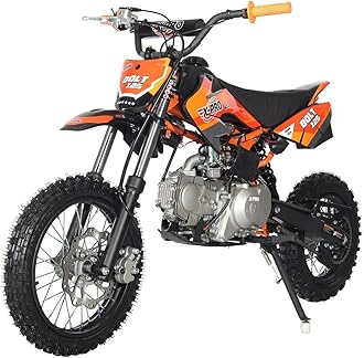 Bolt 125 Dirt Bike with Automatic Transmission, Electric Start, Big 14"/12" Tires! (Orange)