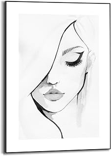 REINDERS Gerahmtes Bild, Gesicht, Schlafzimmer, Bilder, Wanddeko, Room Decor, MDF, Schwarz-Weiß, 70 x 50