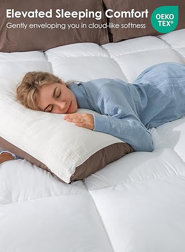 Miniatura 3 de QUEEN ROSE Cubrecolchón tamaño Queen e Twin, extra suave, para cama firme, caja deflectora gruesa que se enfría como una nube, relleno alternativo