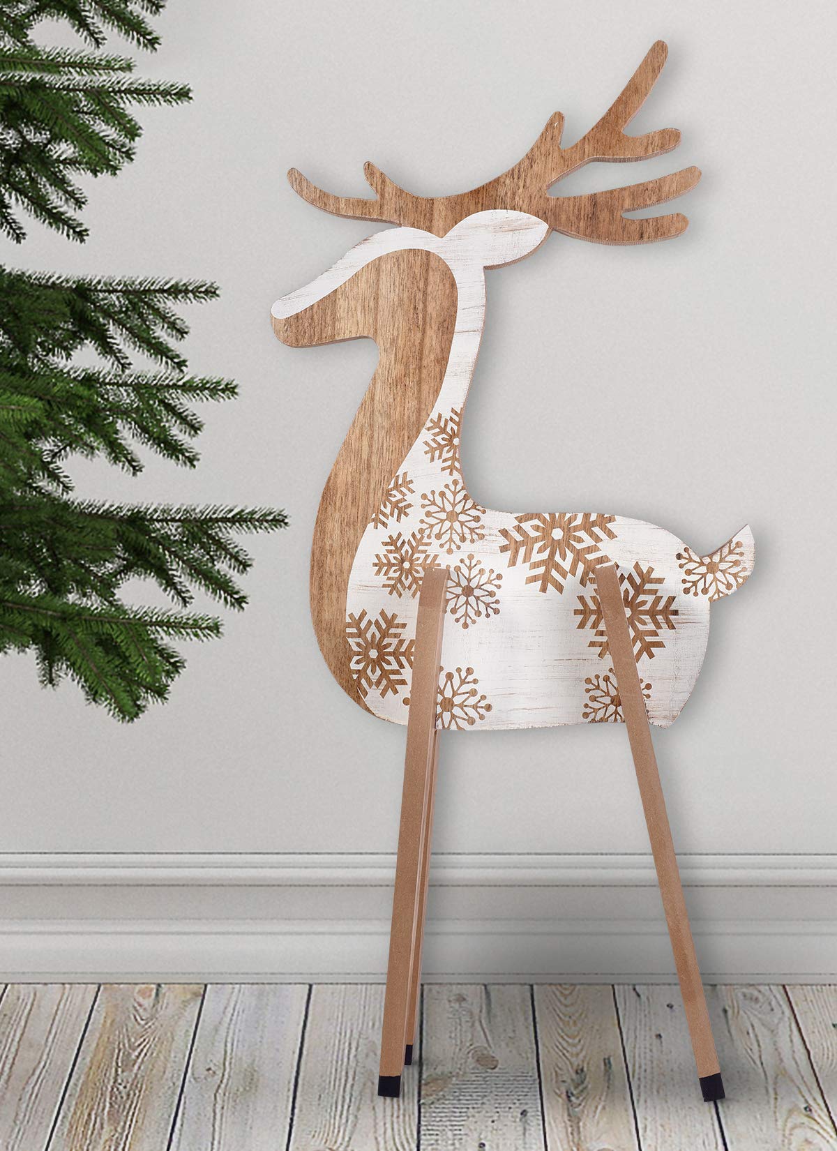 Cabin 2D Reindeer Woodlands Wood Ornaments - Coastal Elegance Decor