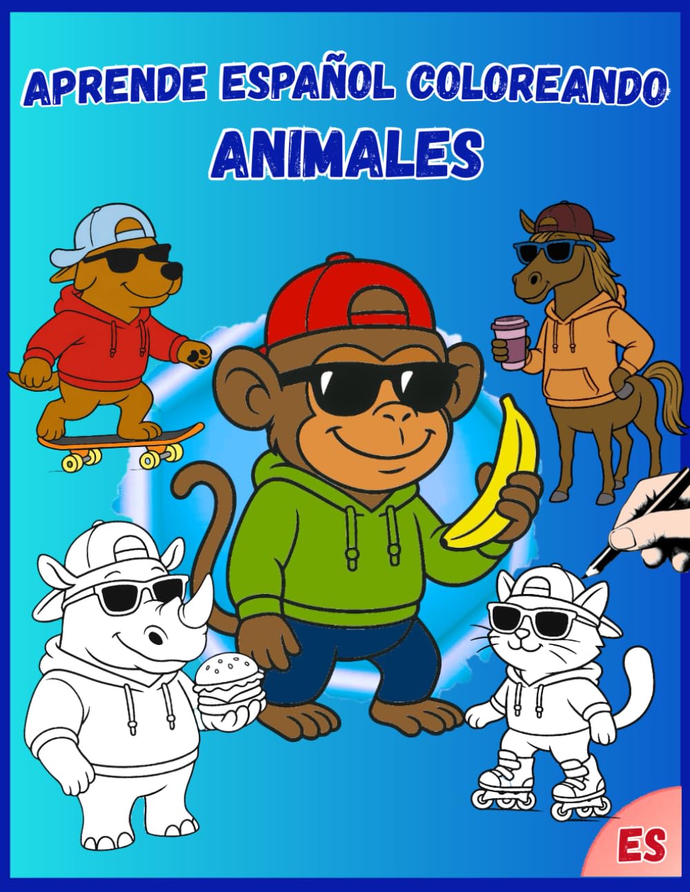 Aprende Español Coloreando: Animales: Con Actividades, Sopa de Letras y Diploma Final