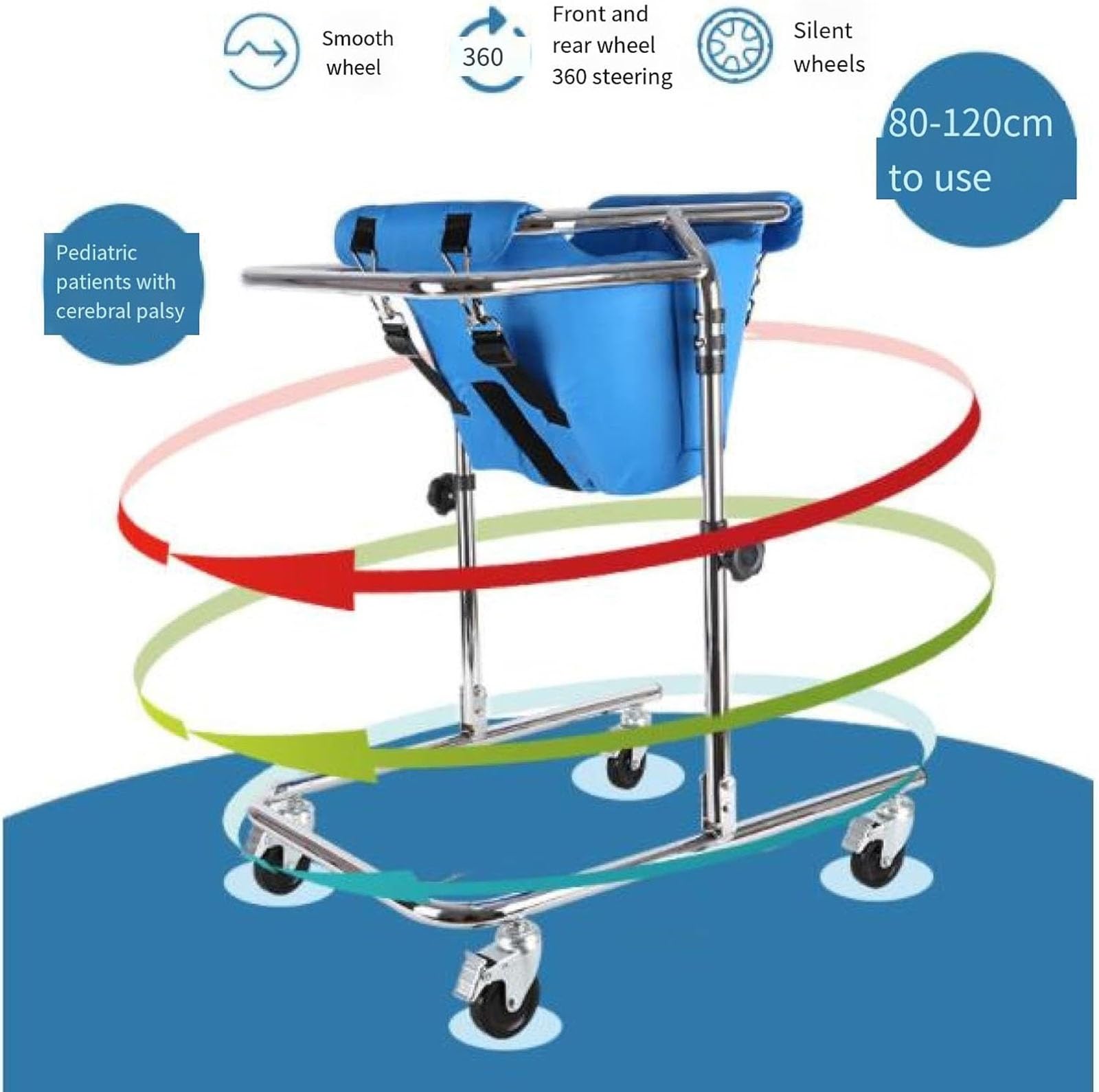 Rehabilitación Andadores Rollator para discapacitados, 4 andadores con ruedas y asiento auxiliar para discapacitados, equipo plegable Hemi Walker, ayuda para caminar.