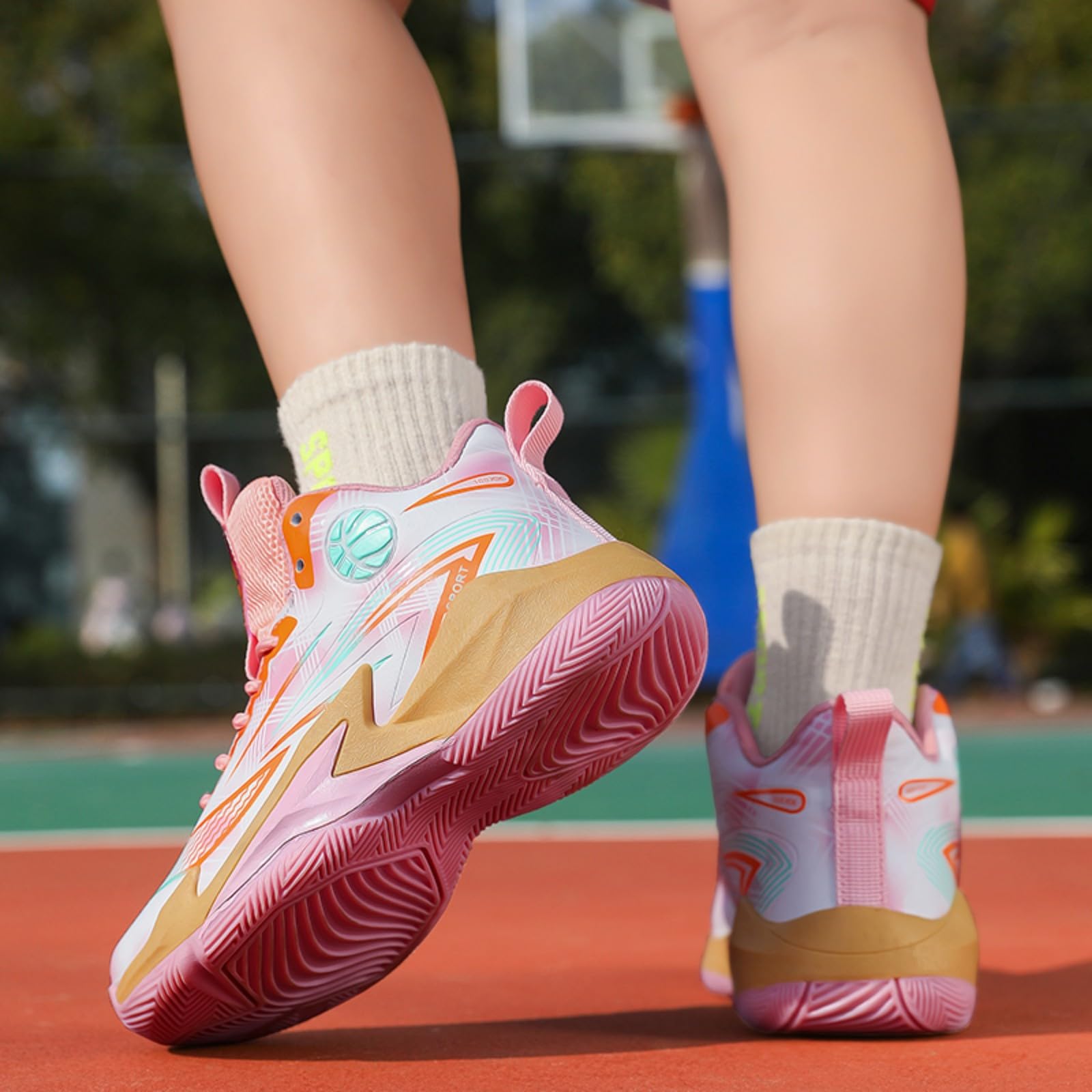Chaussures de Basketball pour Enfants Adolescents, Respirantes Antidérapantes Confortables, Baskets de Sport Garçons Filles pour Scolaire et Entraînement