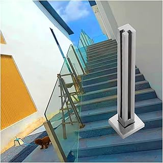 Sistema de barandilla de cristal con montaje en el suelo, postes de acero inoxidable, 80 cm de alto, ideal para villas, patio, porche, incluye tornillos, color azul zafiro