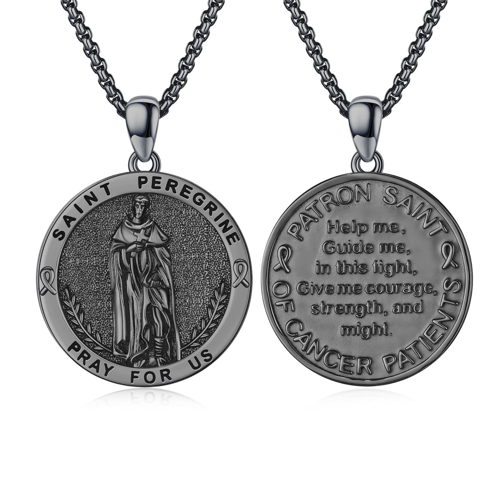 Silver/14K Gold Patron Saint Medal Amulet Necklace for Men Women