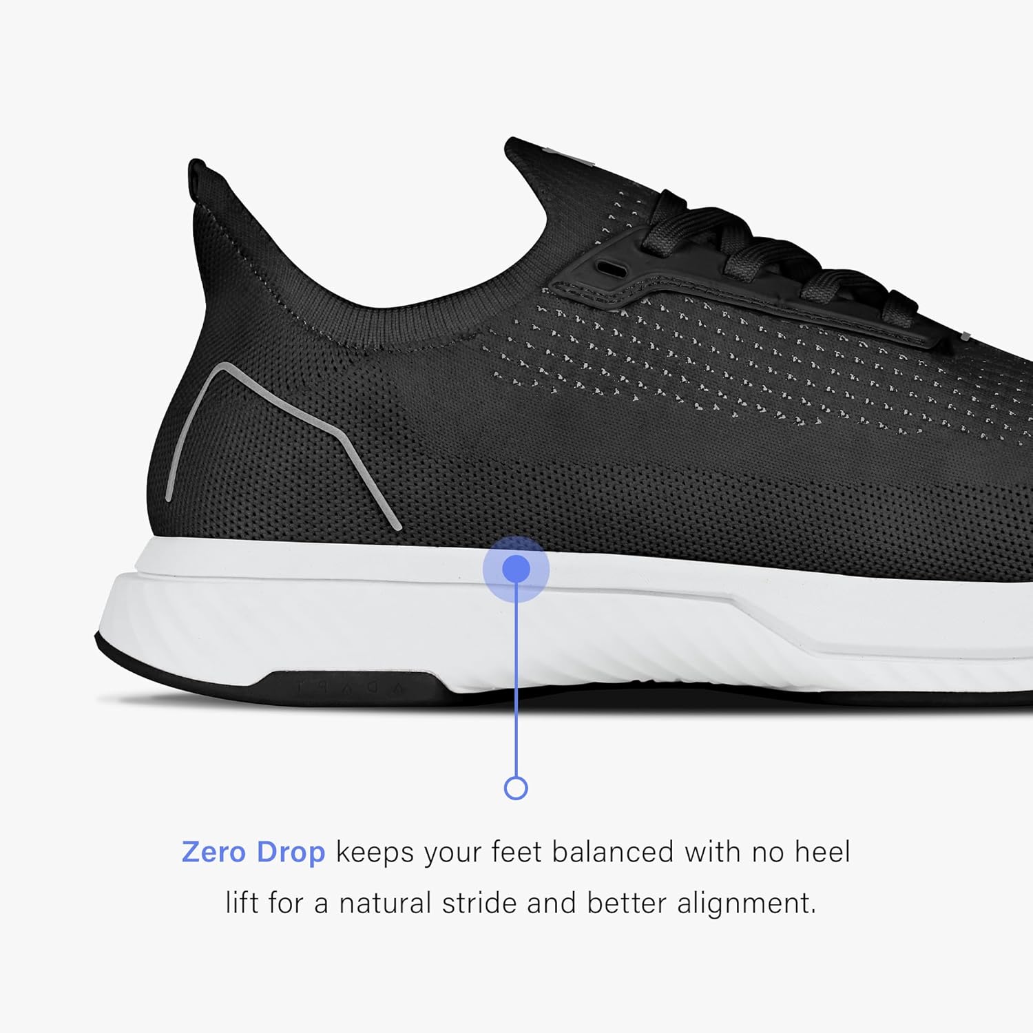 FLUX FOOTWEAR Adapt Bundle – Zero-Drop Running Shoes with Knit Upper & UltraFlex Midsole + 3-Pack Medium No-Show Toe Socks – Lightweight, Breathable, and Versatile – Black/White - US Size 10