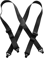 Holdup No-Buzz Airport-Friendly Suspenders for Men - Metal-Free Patented Plastic Gripper Clasps, X-Back Black