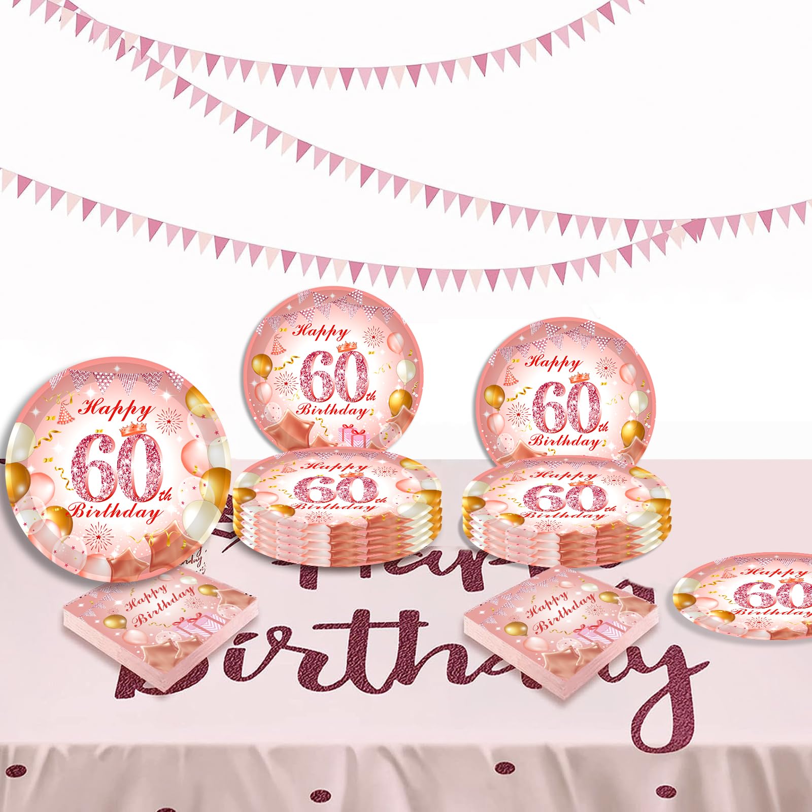 20Pcs Tovaglioli Compleanno 18 anni, Tovaglioli di Carta Decorati Oro Rosa Eleganti, Happy Tovaglioli per Il 18° Pranzo, I Decorazioni per La Tavola per Donna Festa di Decorazioni Compleanno