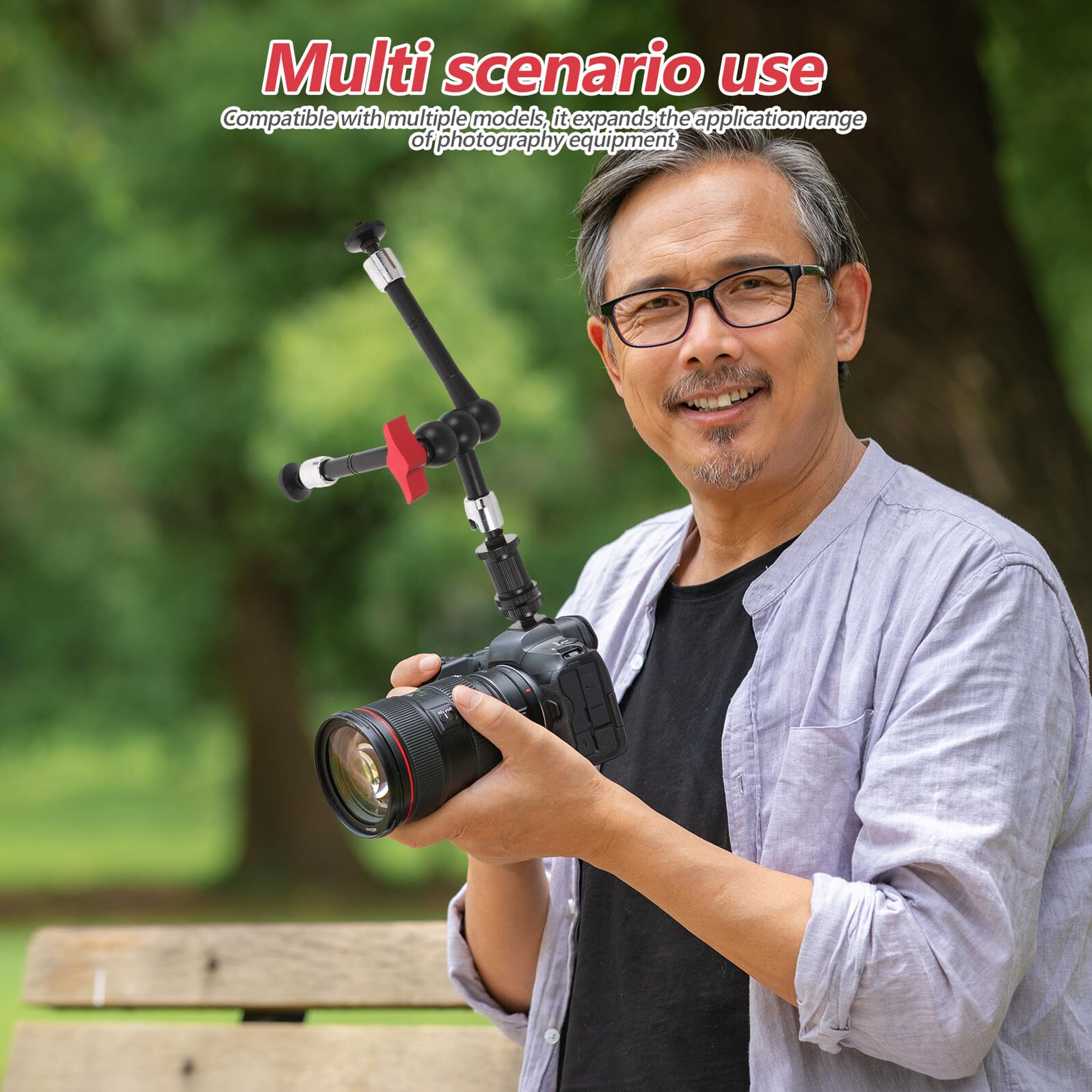 SHINEOFI Treppiede per Fotocamera Morsetto Regolabile in Lega di Alluminio Braccio per Fotocamera Portatile Sgancio Rapido Supporto per Registrazione Video e Vlogging