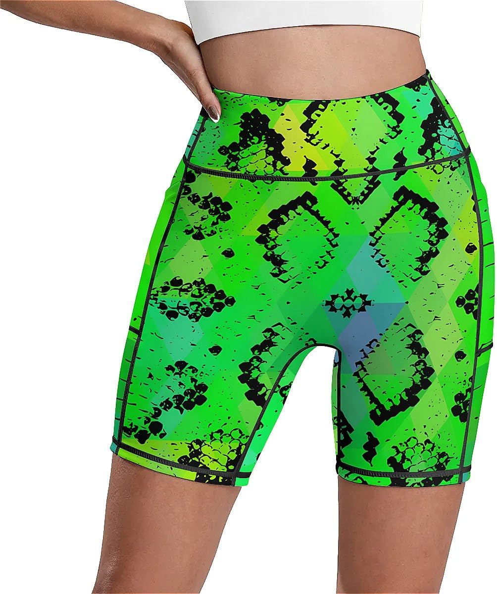 High Waisted Workout Biker Shorts for Women Tummy Control Leggings Running Yoga Shorts with Pockets