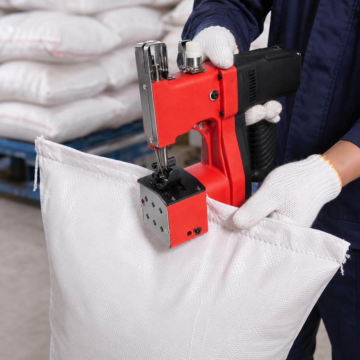 Elektryczna maszyna do szycia zamykająca worek 2600 ściegów/min | Przemysłowy zszywacz do worków tekstylnych i chemicznych Maszyna do zgrzewania worków o dużej prędkości
