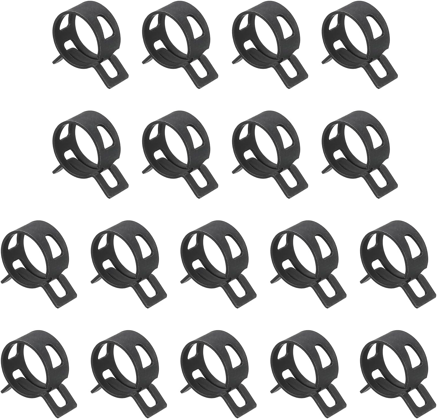 uxcell 18Pcs Spring Band Type Action Fuel/Silicone Vacuum Hose Pipe Clamp, 17mm Low-Pressure Air Spring Hose Clip Clamp for Automotive Oil Pipe Water Pipe, Black