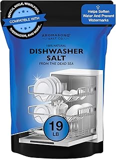 Aromasong Dishwasher Salt 19 LB - 100% Natural Water Softening Agent for Cleaner Dishes & Washer Reactivation Compatible with Bosch, Miele, Whirlpool, Thermador and More (packaging may vary)