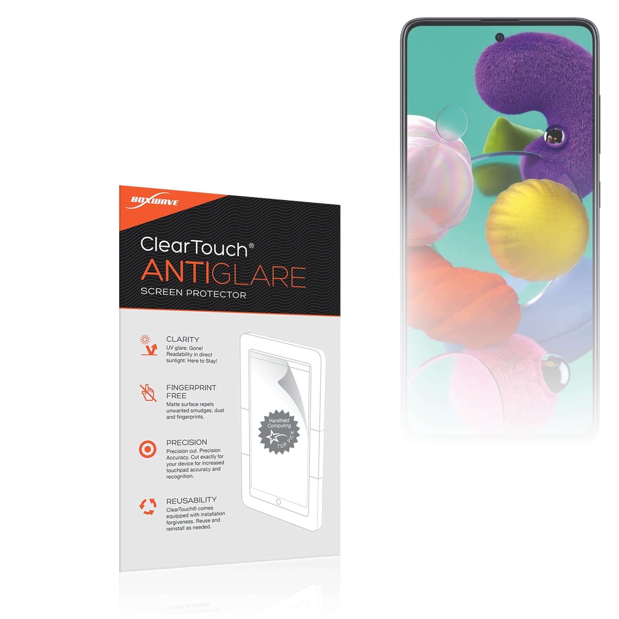 BoxWave Screen Protector Compatible with Samsung Galaxy A51 5G - ClearTouch Anti-Glare (2-Pack), Anti-Fingerprint Matte Film Skin